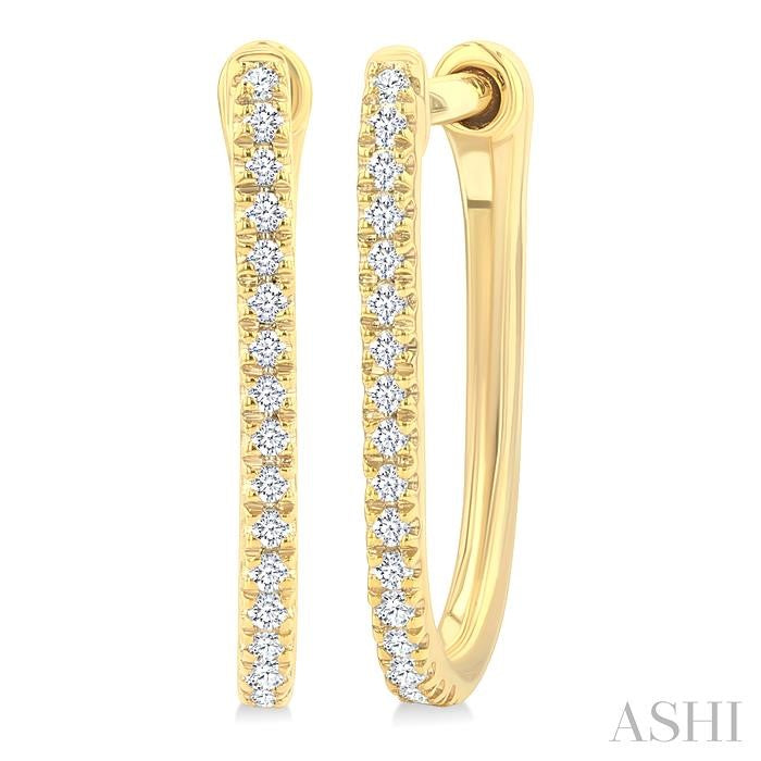 1/10 Ctw Round Cut Diamond Fashion Hoop Earrings in 10K Yellow Gold