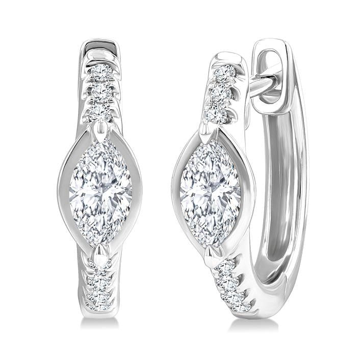 Marquise Shape Diamond Huggie Fashion Earrings