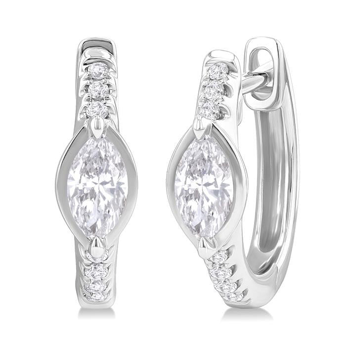 Marquise Shape Diamond Huggie Fashion Earrings