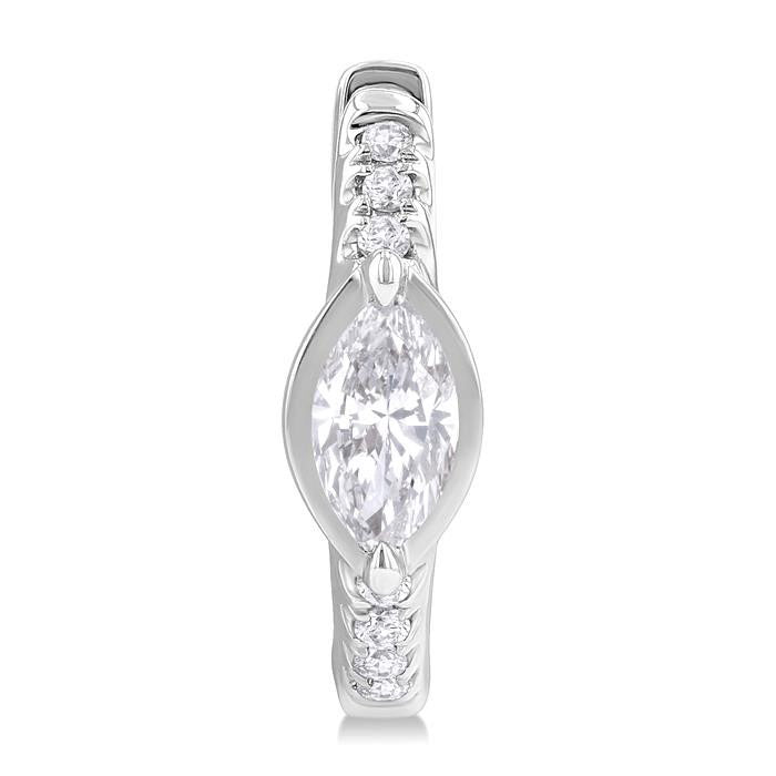 Marquise Shape Diamond Huggie Fashion Earrings