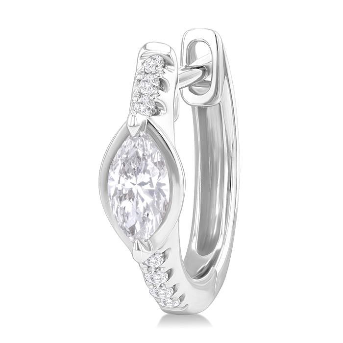 Marquise Shape Diamond Huggie Fashion Earrings