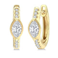 1/3 Ctw Marquise Centerpiece and Round Cut Diamond Fashion Huggie Earrings in 14K Yellow Gold