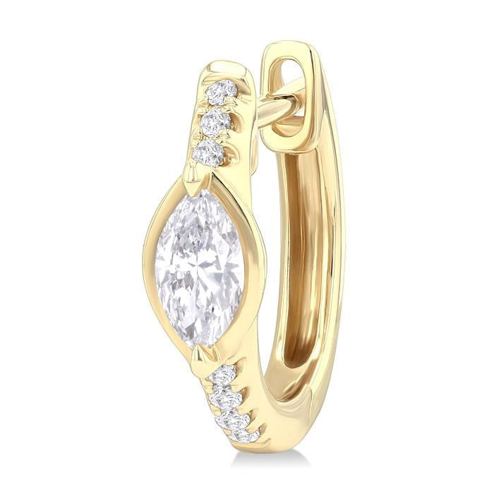 Marquise Shape Diamond Huggie Fashion Earrings