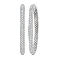 1 1/2 Ctw 3-Row Pave Set Round Cut Diamond Fashion Hoop Earrings in 14K White Gold