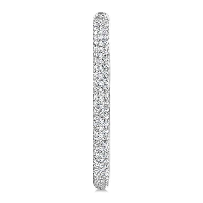 1 1/2 Ctw 3-Row Pave Set Round Cut Diamond Fashion Hoop Earrings in 14K White Gold