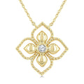 1/20 Ctw Floral Medallion Bezel Set Round Cut Diamond Fashion Pendant in 10K Yellow Gold