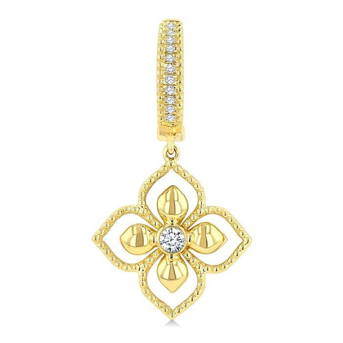 1/6 Ctw Blossom Round Cut Diamond Fashion Drop Earrings in 10K Yellow Gold