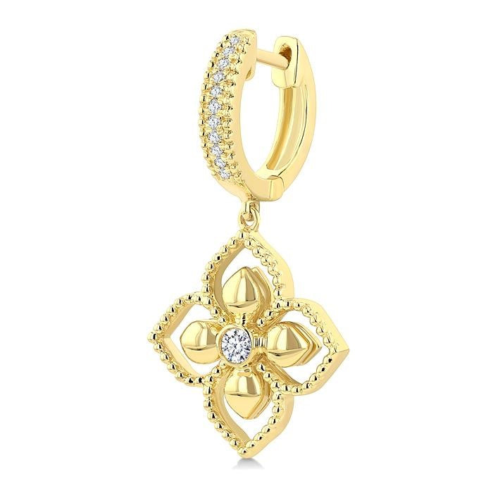 1/6 Ctw Blossom Round Cut Diamond Fashion Drop Earrings in 10K Yellow Gold