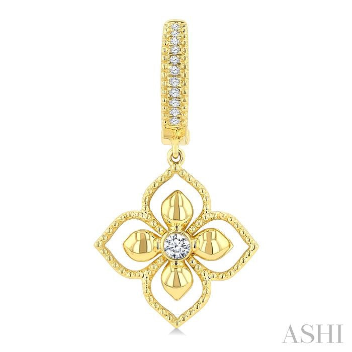 1/6 Ctw Blossom Round Cut Diamond Fashion Drop Earrings in 10K Yellow Gold