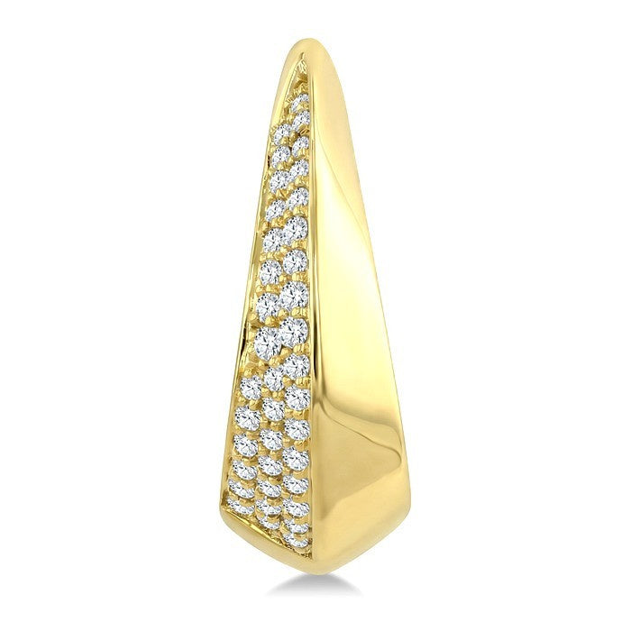1/3 Ctw Round Cut Diamond Semi Solid Fashion Hoop Earrings in 10K Yellow Gold
