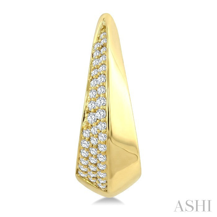 1/3 Ctw Round Cut Diamond Semi Solid Fashion Hoop Earrings in 10K Yellow Gold