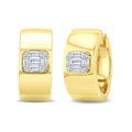 1/4 Ctw Baguette and Round Cut Diamond Fusion Huggie Earrings in 10K Yellow Gold