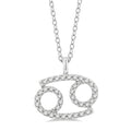1/8 Ctw Cancer Round Cut Diamond Zodiac Pendant With Chain in 14K White Gold