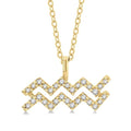 1/10 Ctw Aquarius Round Cut Diamond Zodiac Pendant With Chain in 10K Yellow Gold