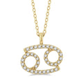 1/8 Ctw Cancer Round Cut Diamond Zodiac Pendant With Chain in 10K Yellow Gold