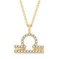 1/8 Ctw Libra Round Cut Diamond Zodiac Pendant With Chain in 10K Yellow Gold