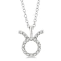 1/10 Ctw Taurus Round Cut Diamond Zodiac Pendant With Chain in 14K White Gold