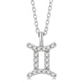 1/10 Ctw Gemini Round Cut Diamond Zodiac Pendant With Chain in 10K White Gold