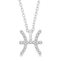 1/20 Ctw Pisces Round Cut Diamond Zodiac Pendant With Chain in 10K White Gold