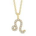 1/10 Ctw Leo Round Cut Diamond Zodiac Pendant With Chain in 10K Yellow Gold