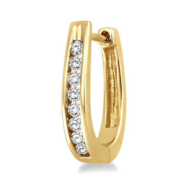 1/4 Ctw Round Cut Diamond Hoop Earrings in 14K Yellow Gold
