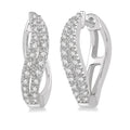 1/4 Ctw Curved Leaf Round Cut Diamond Hoop Earrings in 10K White Gold
