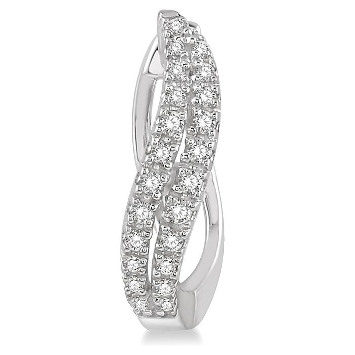 1/4 Ctw Curved Leaf Round Cut Diamond Hoop Earrings in 10K White Gold