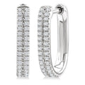 1/5 Ctw Twin Row Round Cut Diamond Fashion Hoop Earrings in 10K White Gold