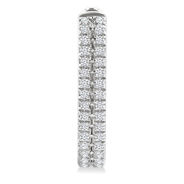 1/5 Ctw Twin Row Round Cut Diamond Fashion Hoop Earrings in 10K White Gold