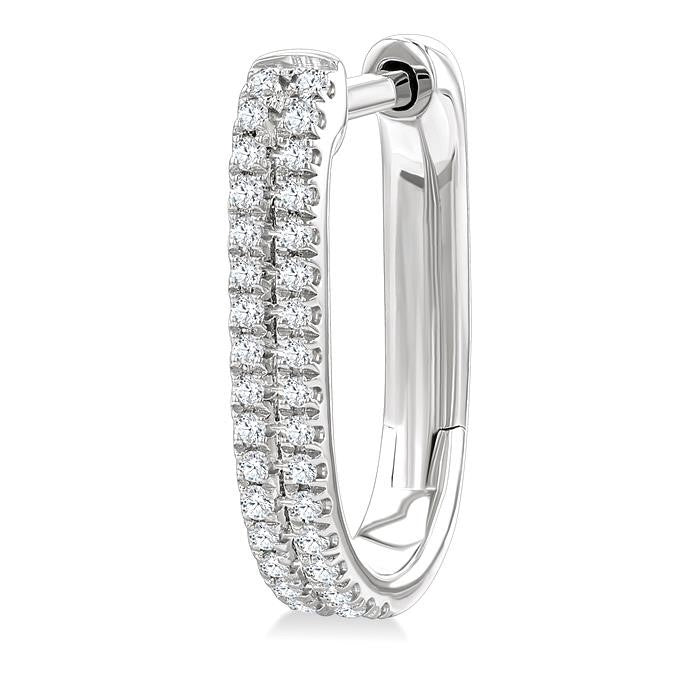 1/5 Ctw Twin Row Round Cut Diamond Fashion Hoop Earrings in 10K White Gold