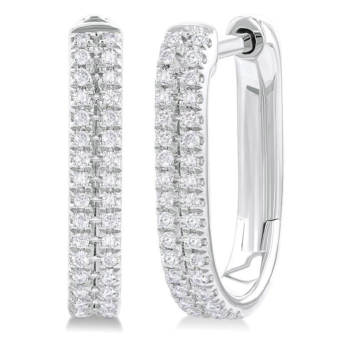 Double Row Diamond Hoop Earrings