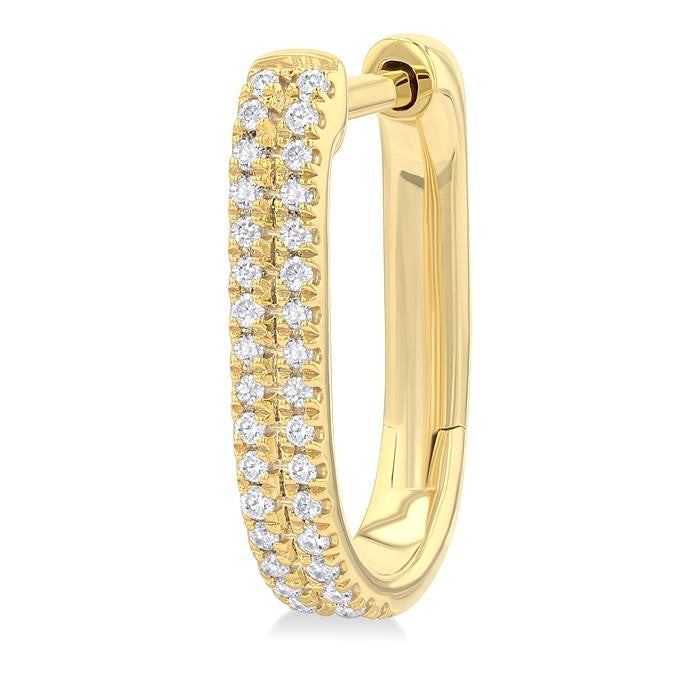 1/5 Ctw Twin Row Round Cut Diamond Fashion Hoop Earrings in 10K Yellow Gold