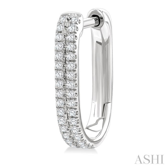 1/5 Ctw Twin Row Round Cut Diamond Fashion Hoop Earrings in 10K White Gold