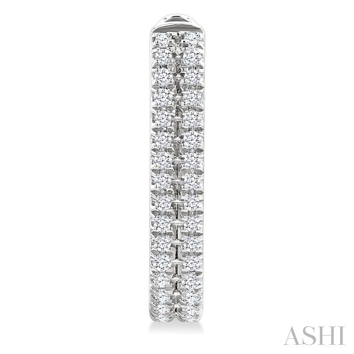 1/5 Ctw Twin Row Round Cut Diamond Fashion Hoop Earrings in 10K White Gold