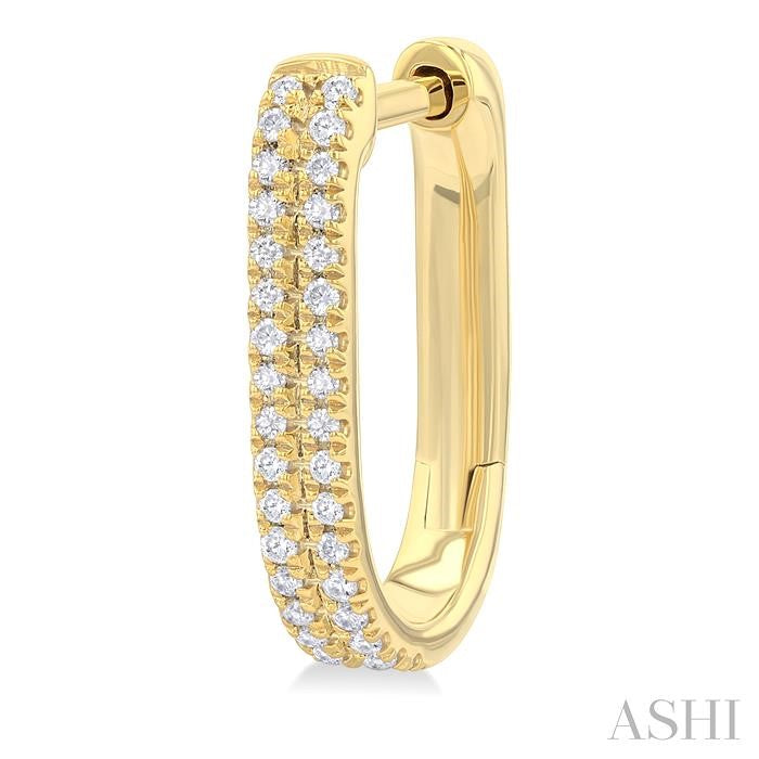 1/5 Ctw Twin Row Round Cut Diamond Fashion Hoop Earrings in 10K Yellow Gold