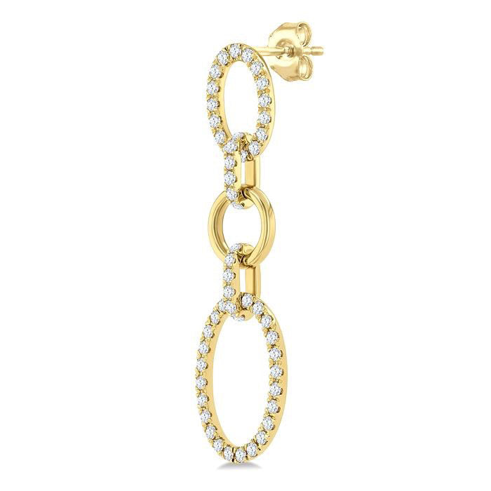 Oval Shape Link Diamond Fashion Earrings