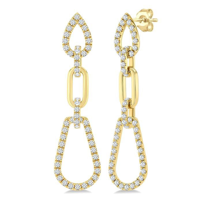 Pear Shape Link Diamond Fashion Earrings
