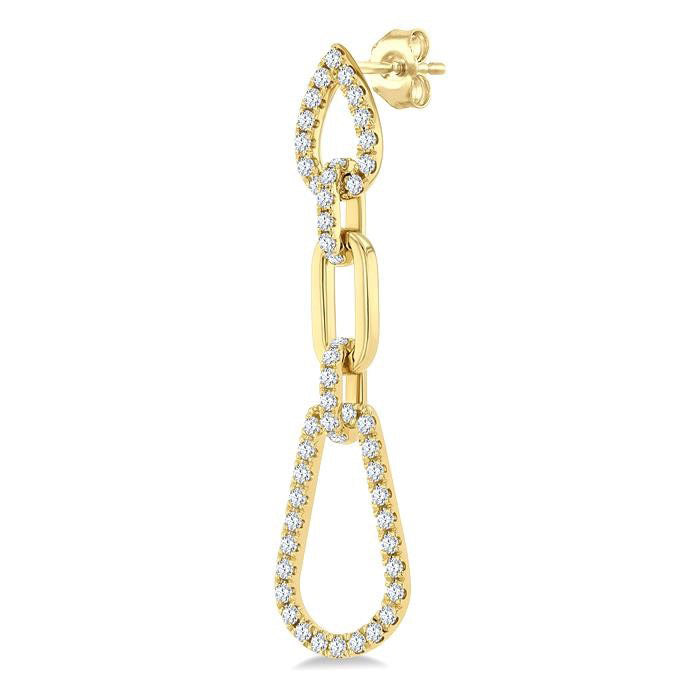 Pear Shape Link Diamond Fashion Earrings