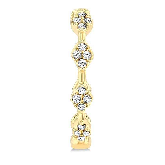 1/6 Ctw Geometric Shape Round Cut Diamond Fashion Hoop Earrings in 10K Yellow Gold