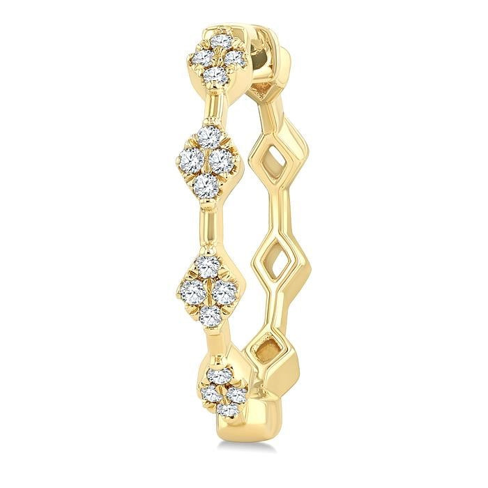 1/6 Ctw Geometric Shape Round Cut Diamond Fashion Hoop Earrings in 10K Yellow Gold