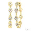 1/6 Ctw Geometric Shape Round Cut Diamond Fashion Hoop Earrings in 10K Yellow Gold