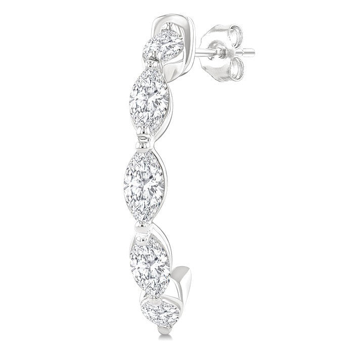 3/4 Ctw Marquise Cut Diamond Fashion Half Hoop Earrings in 14K White Gold