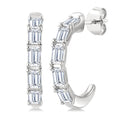 3/4 Ctw Octagon Cut Diamond Link Fashion Half Hoop Earrings in 14K White Gold