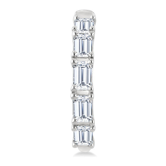 3/4 Ctw Octagon Cut Diamond Link Fashion Half Hoop Earrings in 14K White Gold