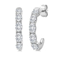 3/4 Ctw Oval Cut Diamond Link Fashion Half Hoop Earrings in 14K White Gold