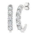 3/4 Ctw Round Cut Diamond Link Fashion Half Hoop Earrings in 14K White Gold