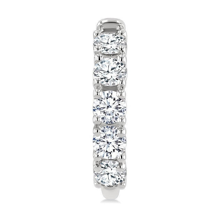 3/4 Ctw Round Cut Diamond Link Fashion Half Hoop Earrings in 14K White Gold