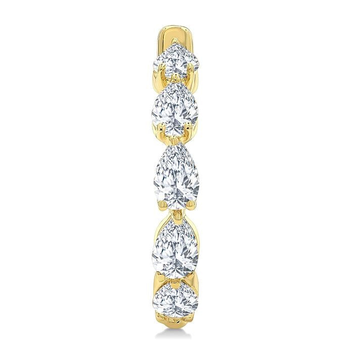 3/4 Ctw Pear Cut Diamond Link Fashion Half Hoop Earrings in 14K Yellow Gold