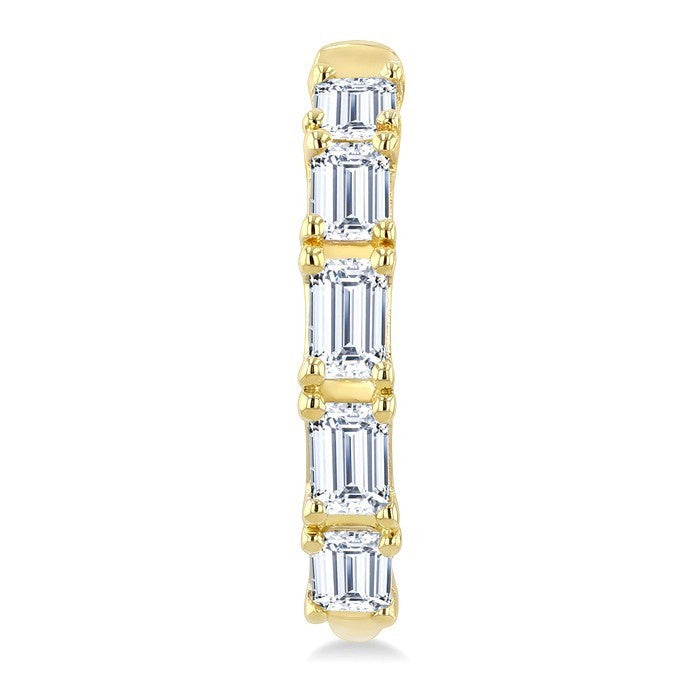 3/4 Ctw Octagon Cut Diamond Link Fashion Half Hoop Earrings in 14K Yellow Gold