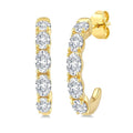 3/4 Ctw Oval Cut Diamond Link Fashion Half Hoop Earrings in 14K Yellow Gold